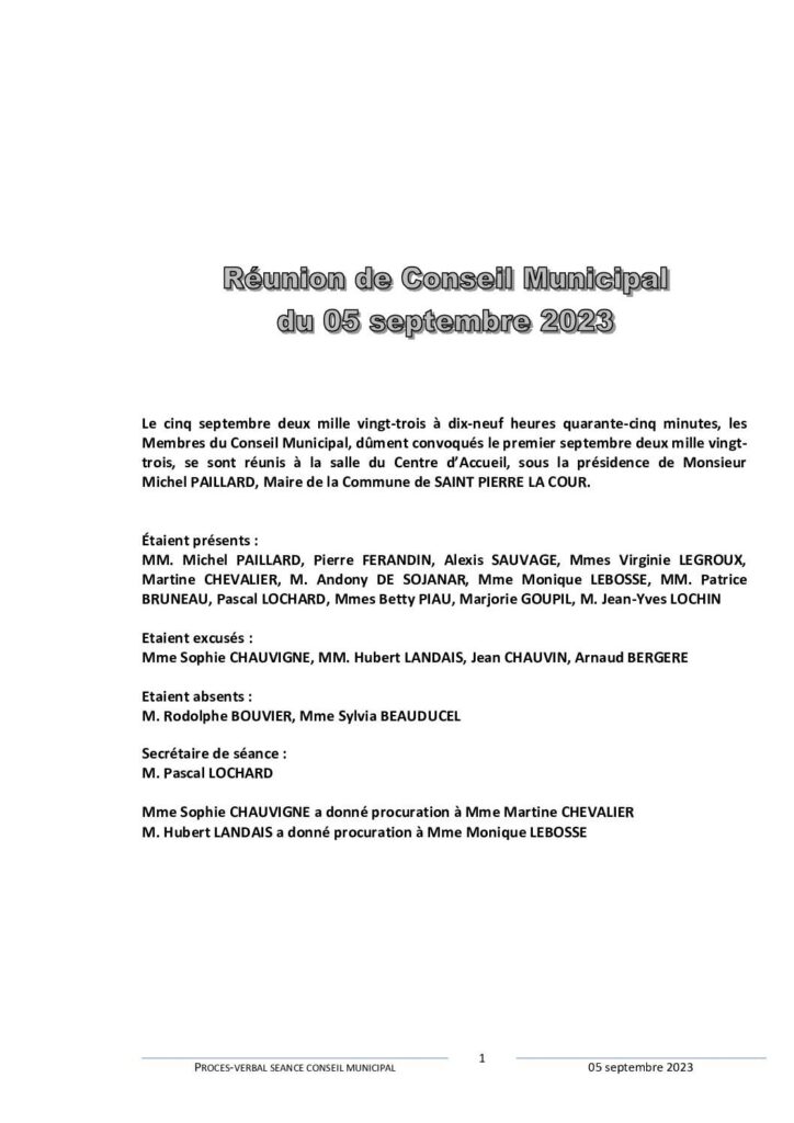 Image du document Compte-rendu de la réunion du 05 septembre 2023